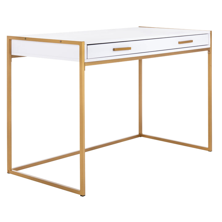 SAFAVIEH Elodie 1-Drawer Desk White / Gold Image 3