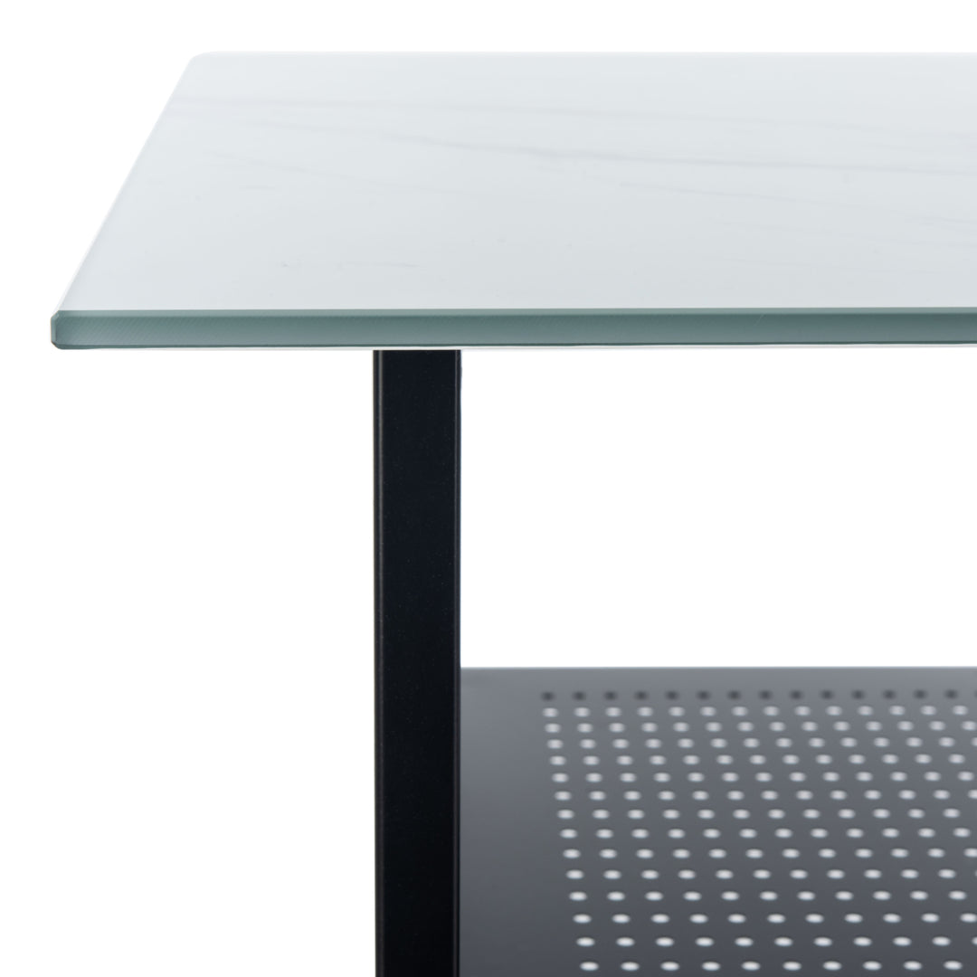 SAFAVIEH Xyla 3-Shelf Glass Top Desk White / Black Image 6