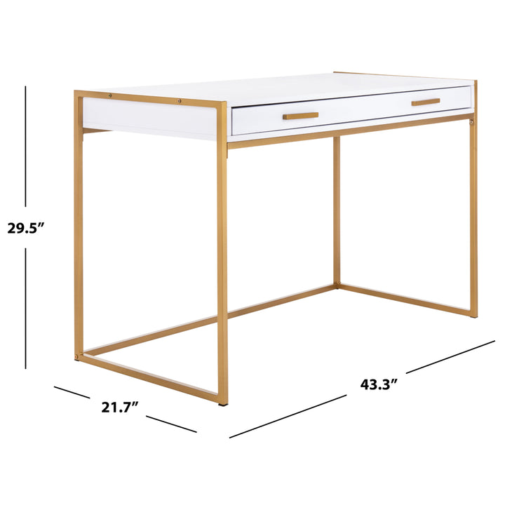 SAFAVIEH Elodie 1-Drawer Desk White / Gold Image 5