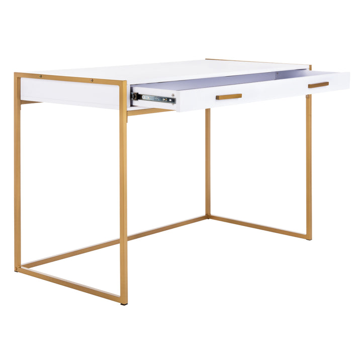 SAFAVIEH Elodie 1-Drawer Desk White / Gold Image 11