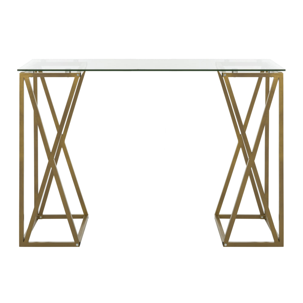 SAFAVIEH Theresa Glass Top Desk Clear / Gold Image 2