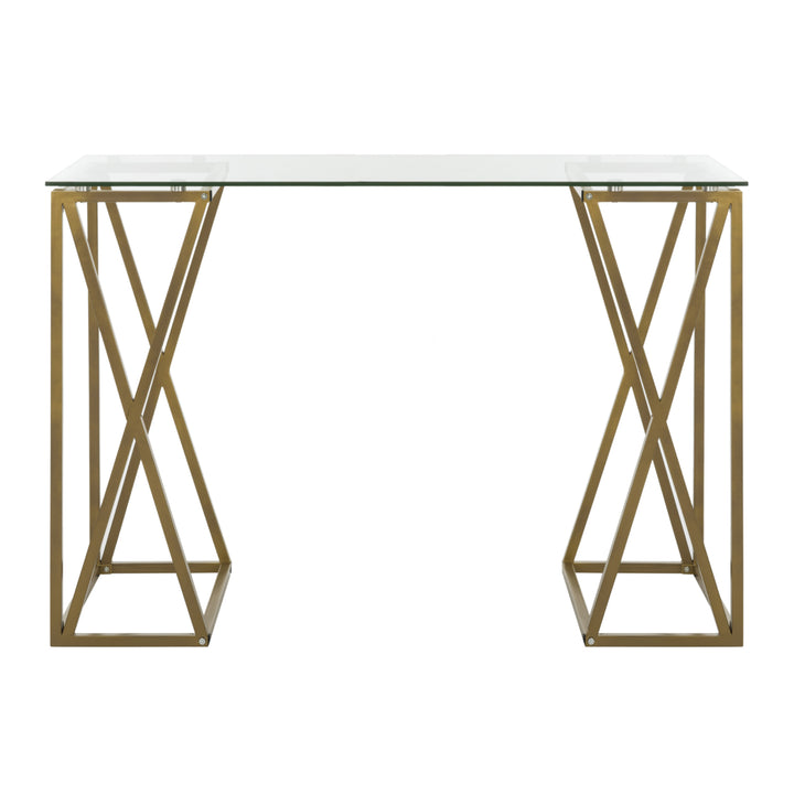 SAFAVIEH Theresa Glass Top Desk Clear / Gold Image 2