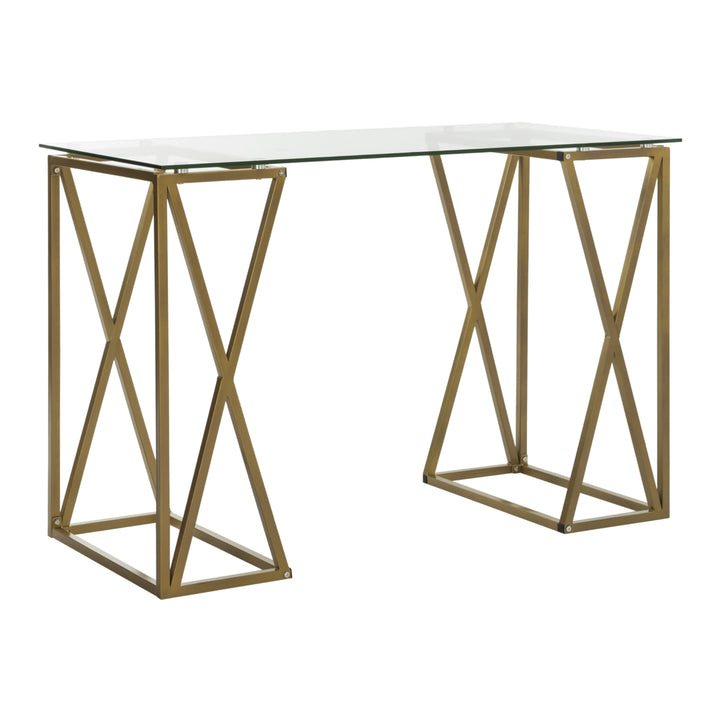 SAFAVIEH Theresa Glass Top Desk Clear / Gold Image 3