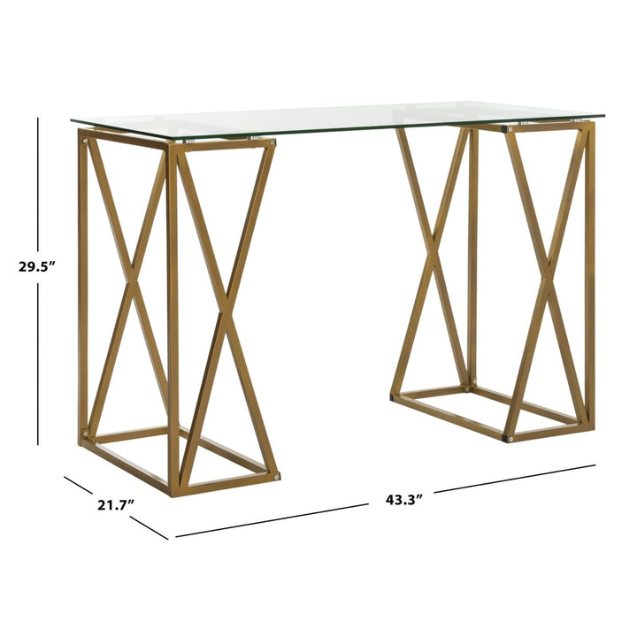 SAFAVIEH Theresa Glass Top Desk Clear / Gold Image 4