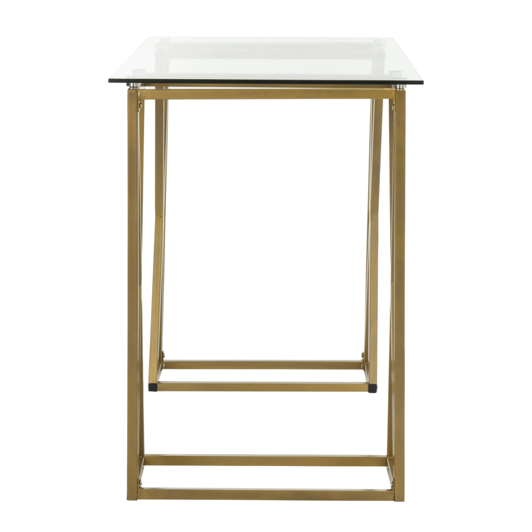 SAFAVIEH Theresa Glass Top Desk Clear / Gold Image 8