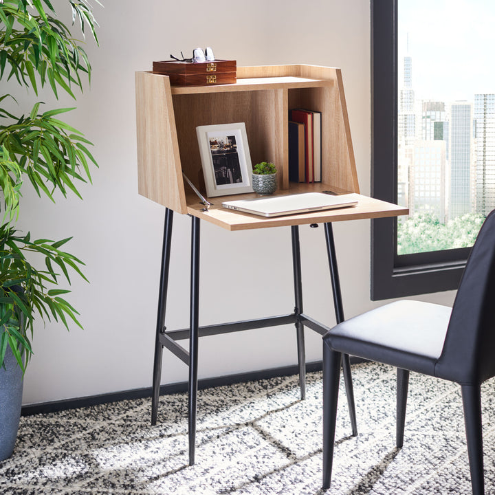 SAFAVIEH Xander Modern Secretary Desk Natural / Black Image 1