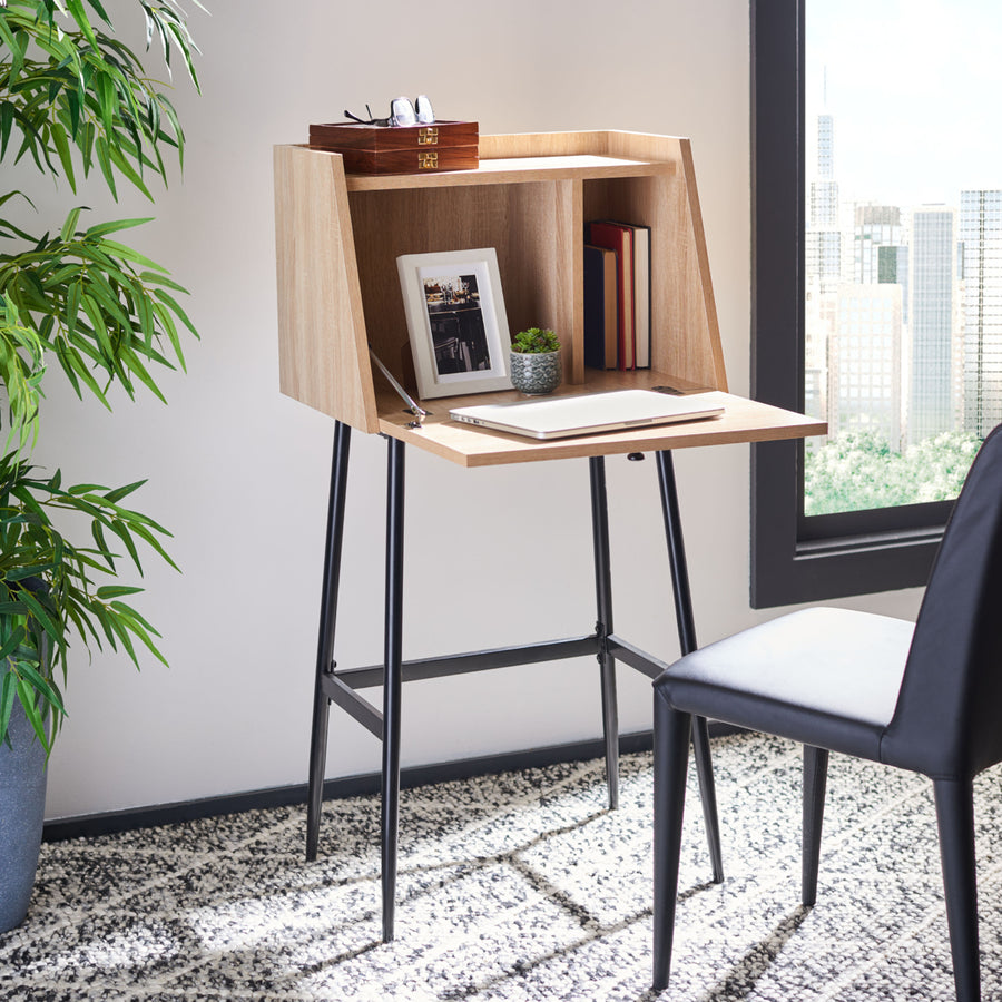 SAFAVIEH Xander Modern Secretary Desk Natural / Black Image 1