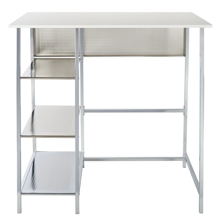 SAFAVIEH Hayden 3-Shelf Standing Desk White / Chrome Image 2