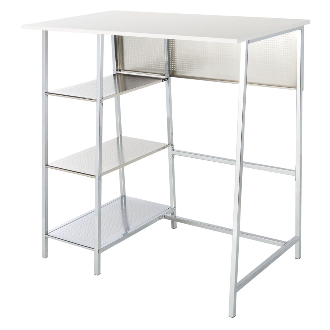 SAFAVIEH Hayden 3-Shelf Standing Desk White / Chrome Image 3