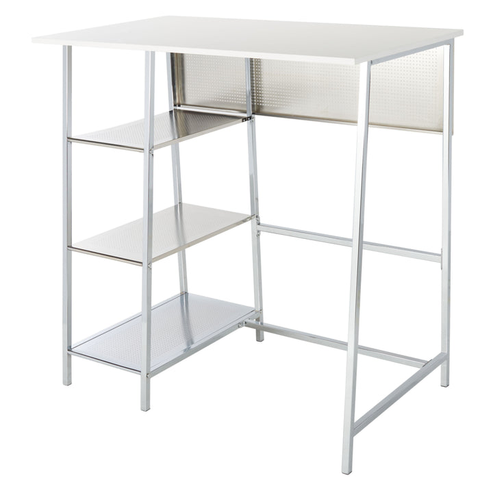 SAFAVIEH Hayden 3-Shelf Standing Desk White / Chrome Image 3