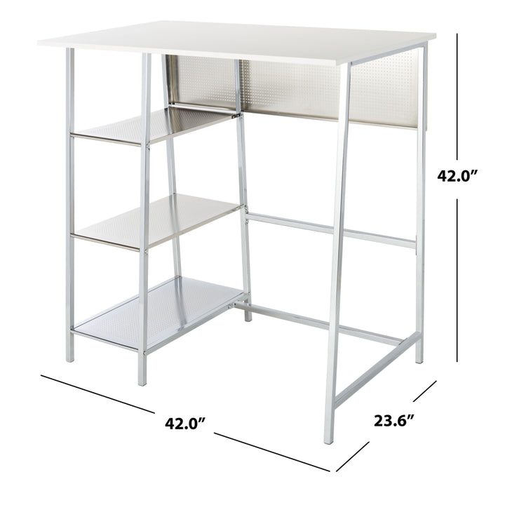 SAFAVIEH Hayden 3-Shelf Standing Desk White / Chrome Image 5