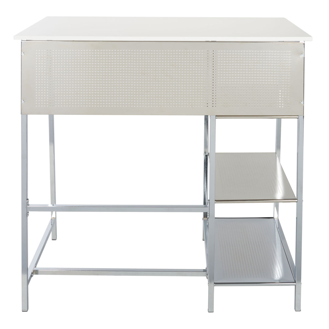 SAFAVIEH Hayden 3-Shelf Standing Desk White / Chrome Image 7