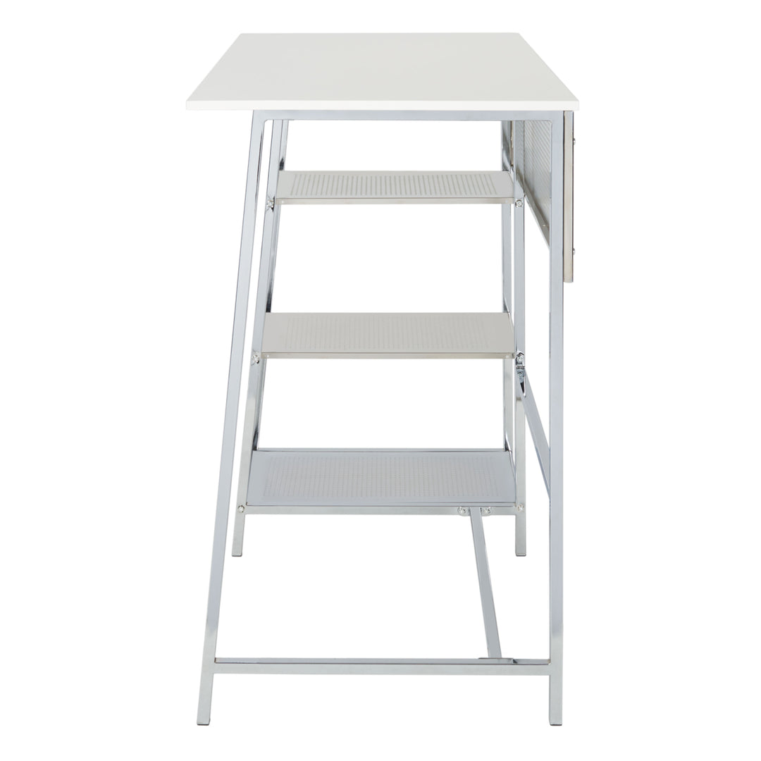 SAFAVIEH Hayden 3-Shelf Standing Desk White / Chrome Image 9