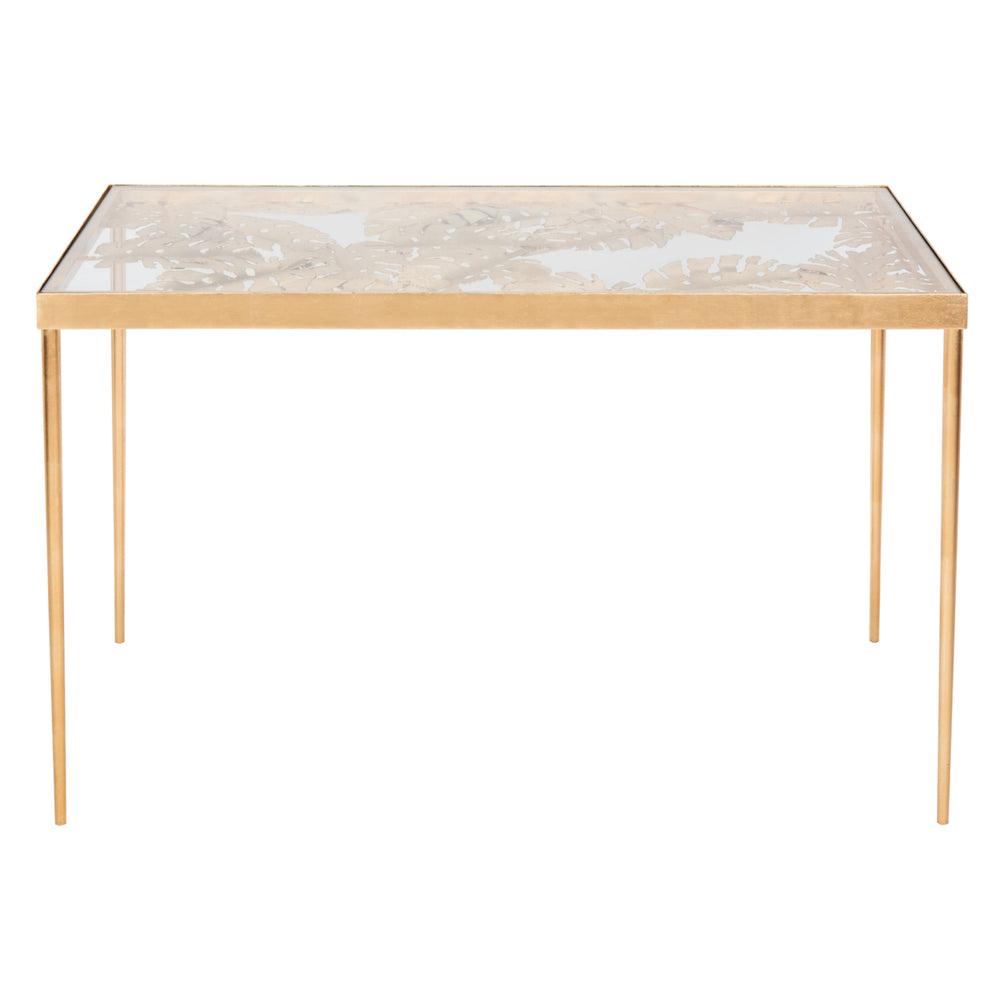 SAFAVIEH Leilani Palm Leaf Desk Gold / Glass Image 2