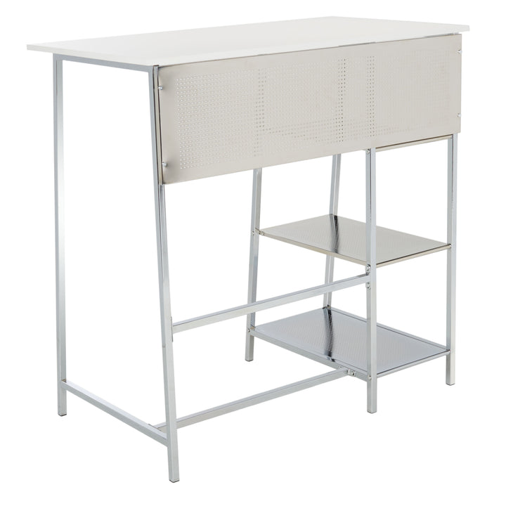 SAFAVIEH Hayden 3-Shelf Standing Desk White / Chrome Image 10