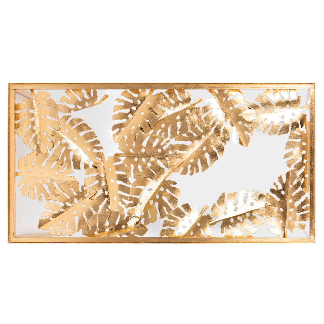 SAFAVIEH Leilani Palm Leaf Desk Gold / Glass Image 4