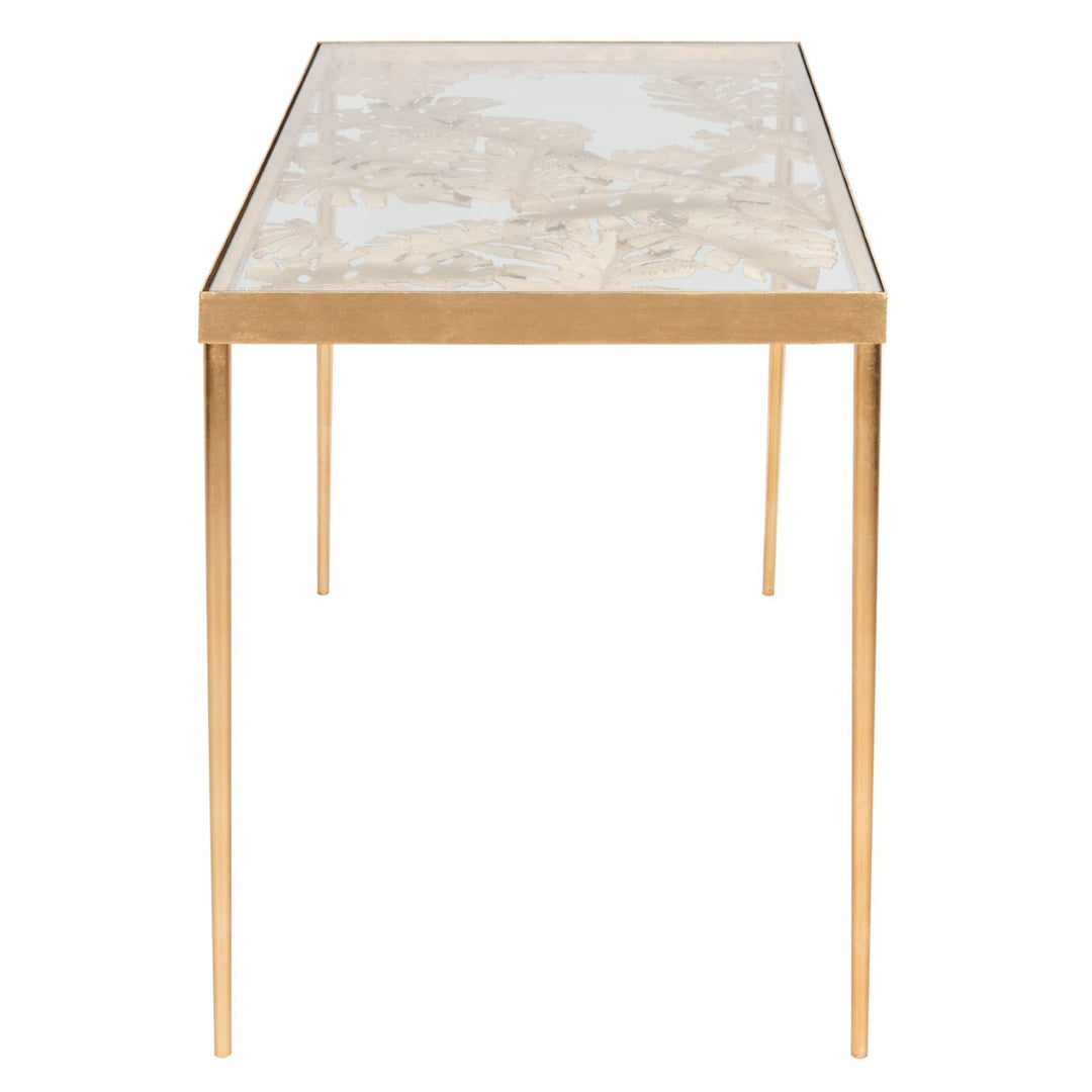 SAFAVIEH Leilani Palm Leaf Desk Gold / Glass Image 8