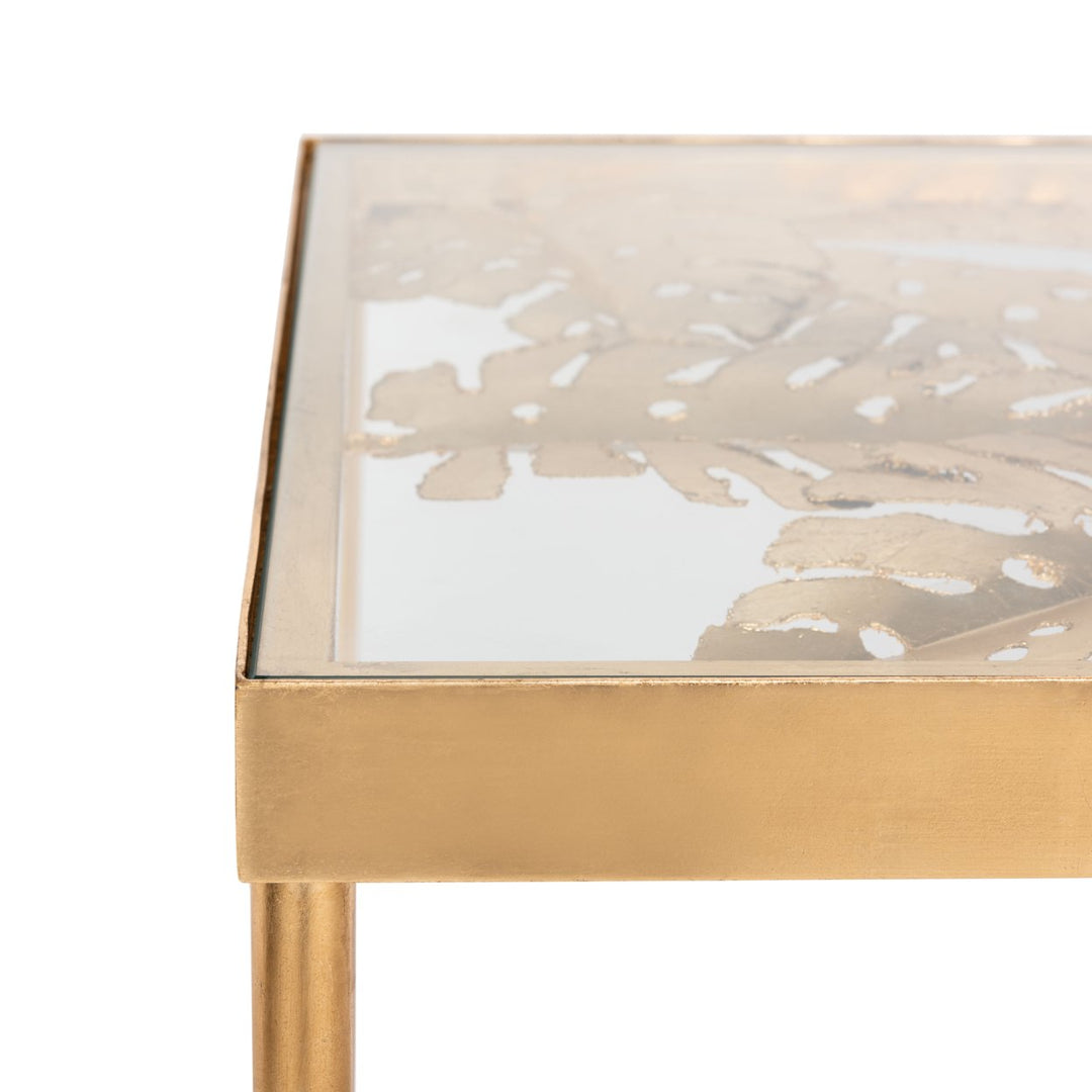 SAFAVIEH Leilani Palm Leaf Desk Gold / Glass Image 9