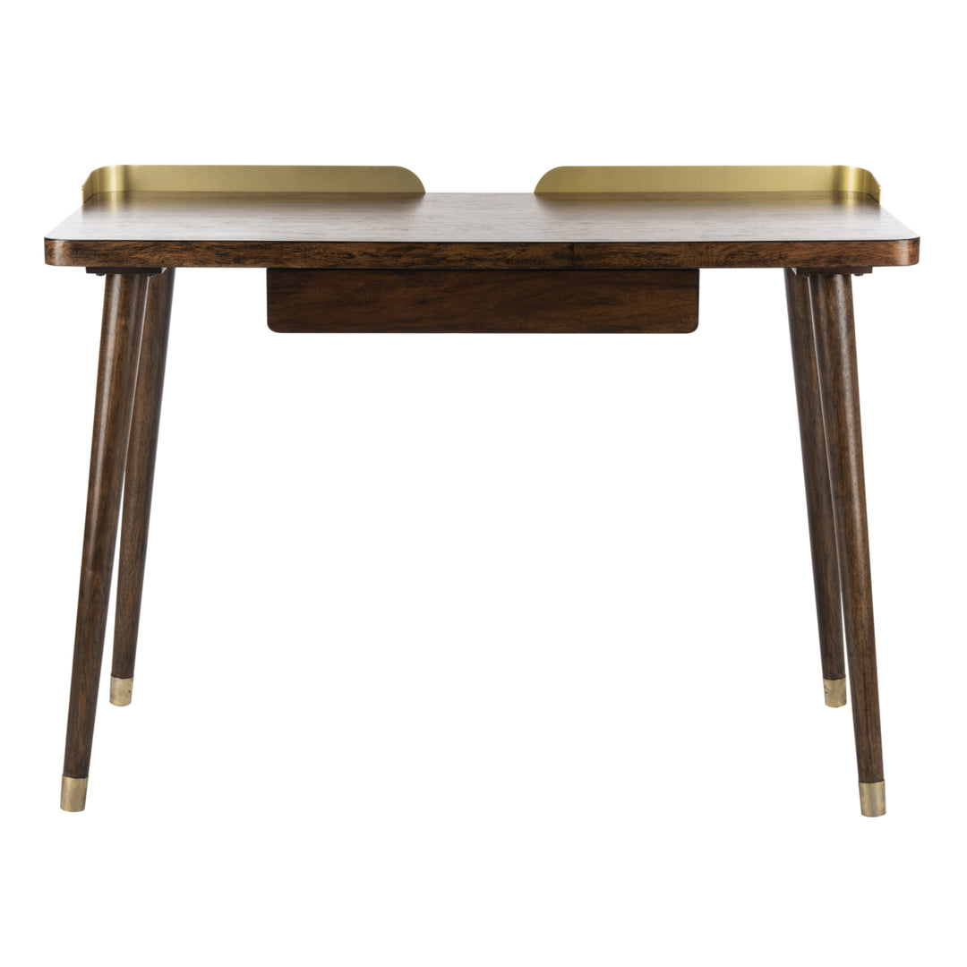 SAFAVIEH Parker 1-Drawer Desk Walnut / Gold Image 2