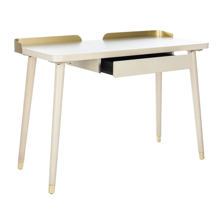 SAFAVIEH Parker 1-Drawer Desk White Washed / Gold Image 3