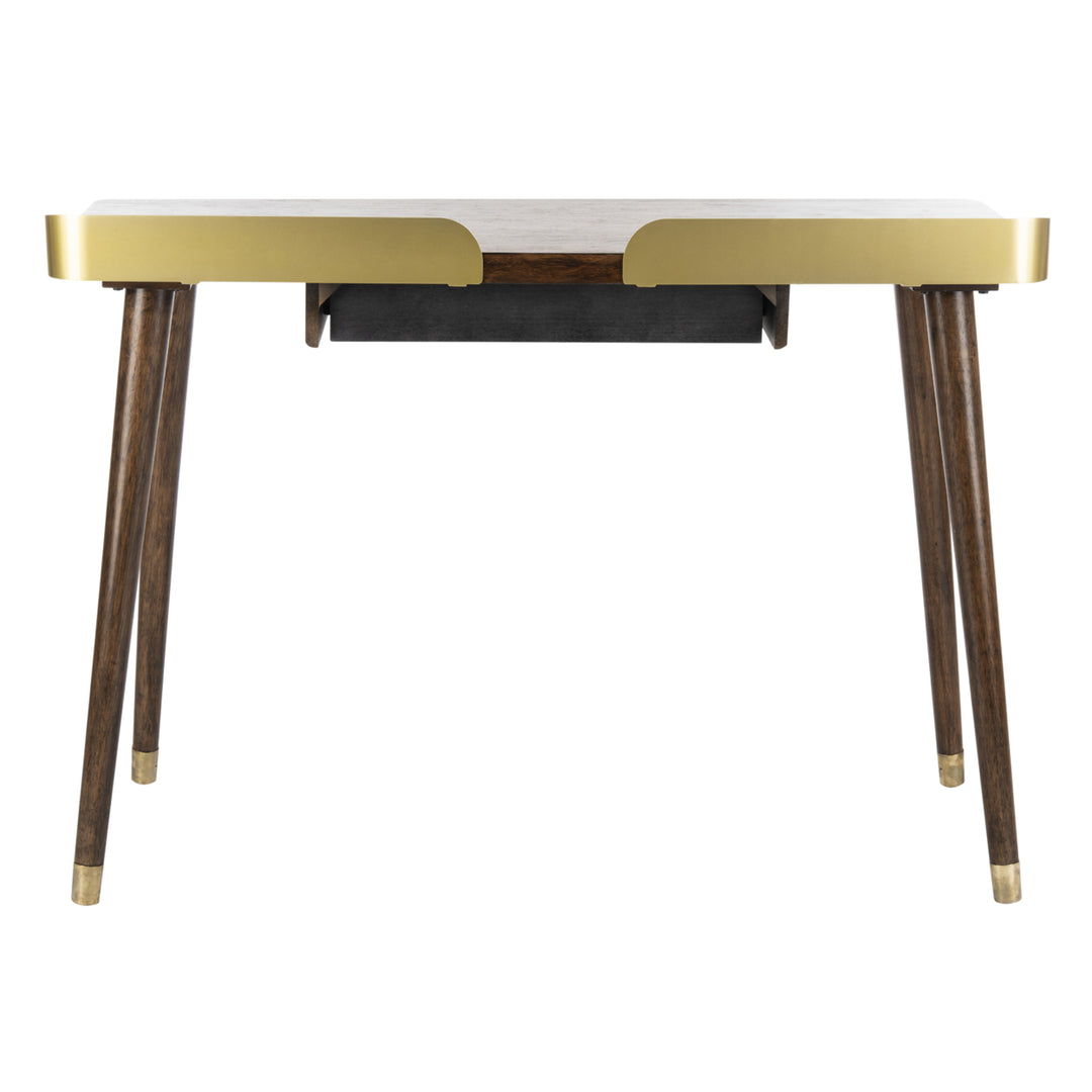 SAFAVIEH Parker 1-Drawer Desk Walnut / Gold Image 7