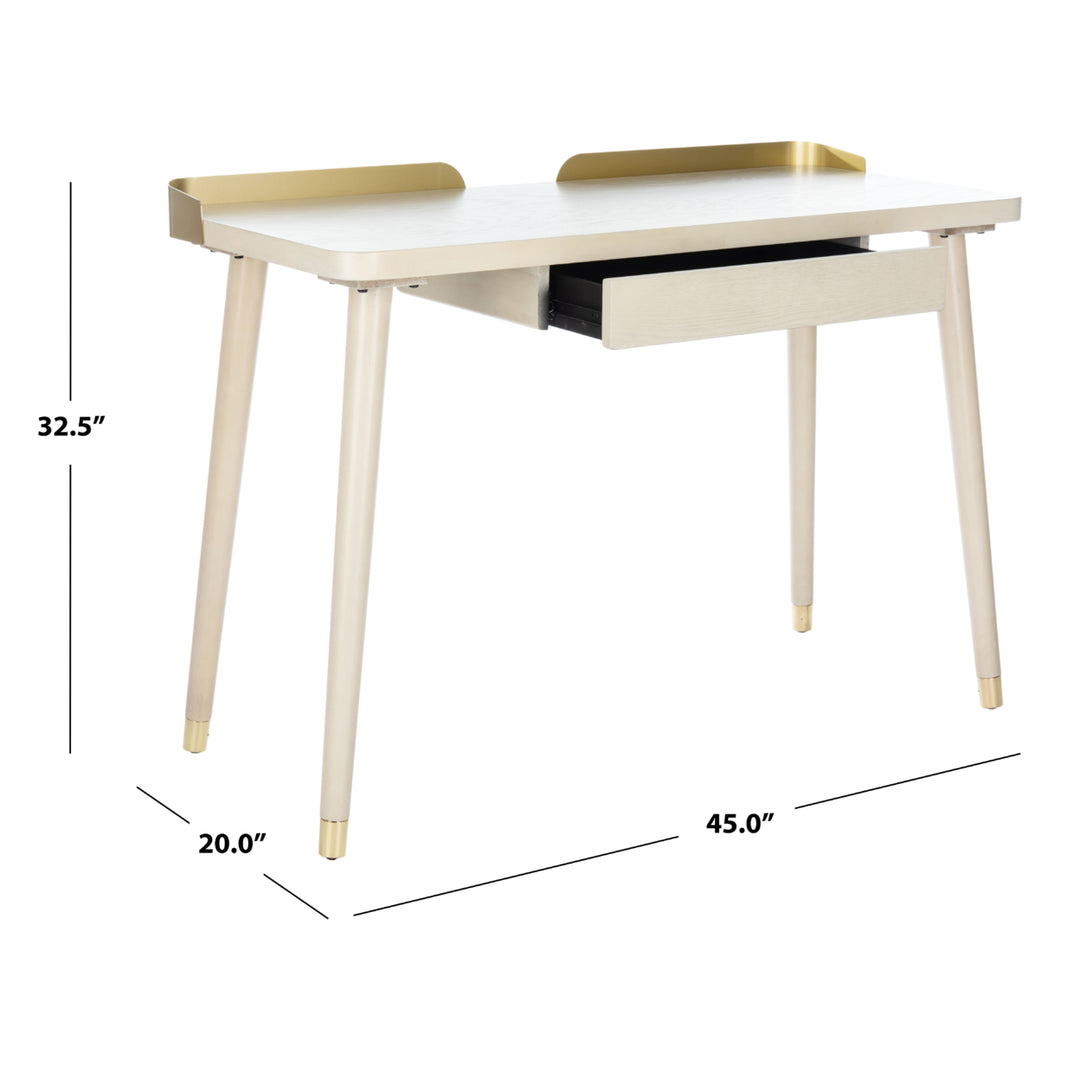 SAFAVIEH Parker 1-Drawer Desk White Washed / Gold Image 5