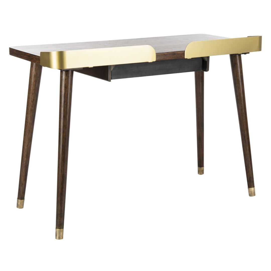 SAFAVIEH Parker 1-Drawer Desk Walnut / Gold Image 10