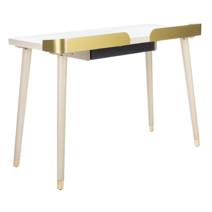 SAFAVIEH Parker 1-Drawer Desk White Washed / Gold Image 10