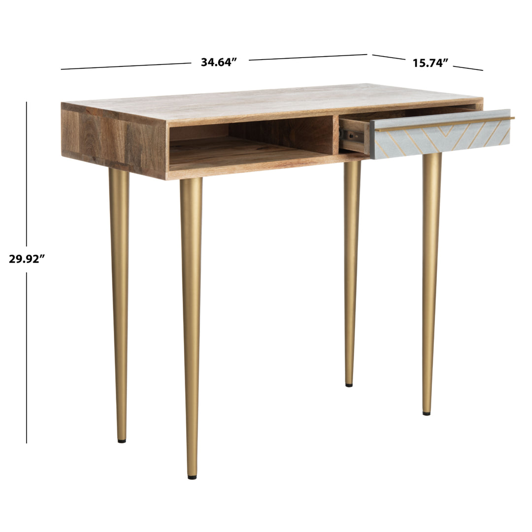 SAFAVIEH Leni Desk Natural / Brass Image 5