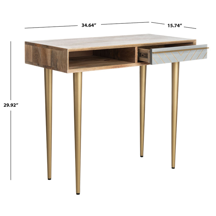 SAFAVIEH Leni Desk Natural / Brass Image 5