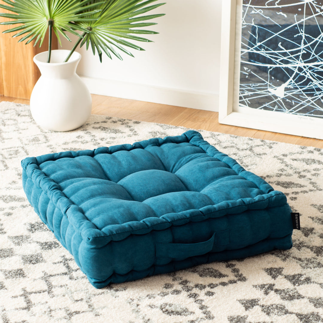 SAFAVIEH Gardenia Floor Pillow Dark Turquoise Image 1