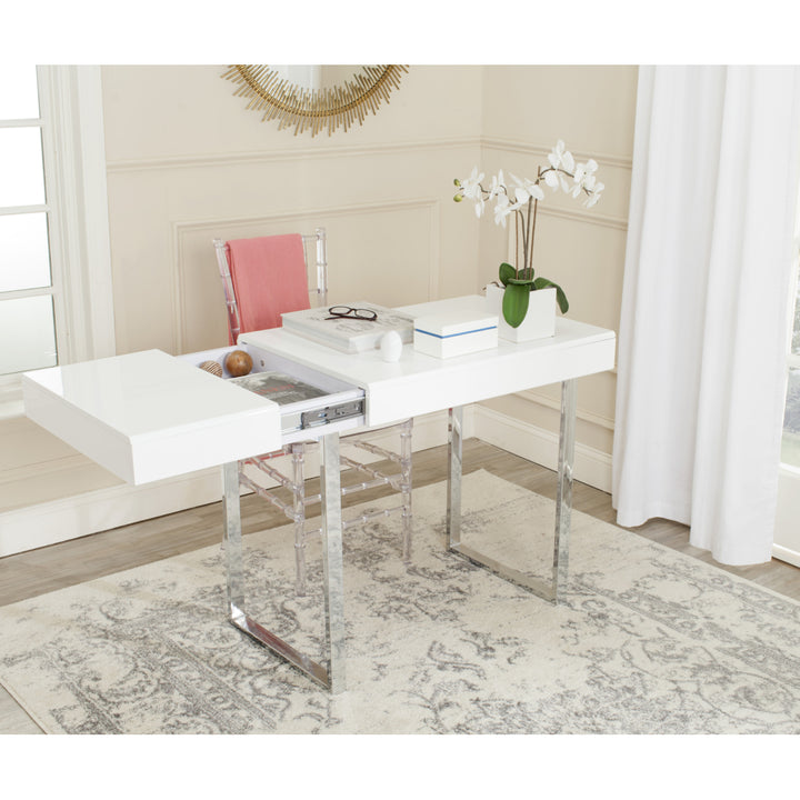 SAFAVIEH Berkley Desk White / Chrome Image 1