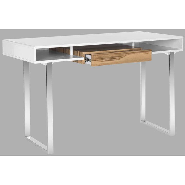 SAFAVIEH Metropolitan Computer Desk White / Chrome Image 3