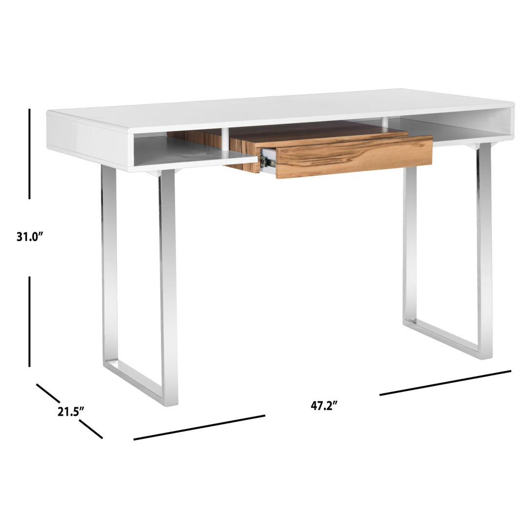 SAFAVIEH Metropolitan Computer Desk White / Chrome Image 4