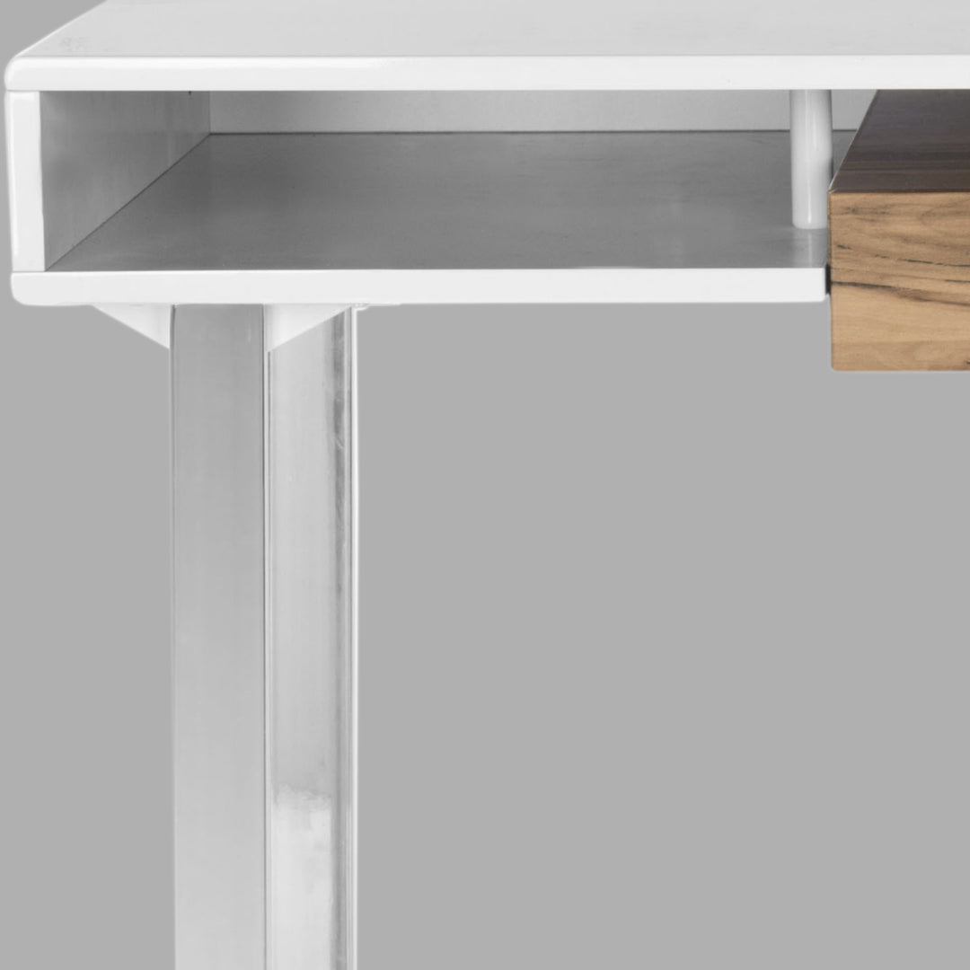 SAFAVIEH Metropolitan Computer Desk White / Chrome Image 6