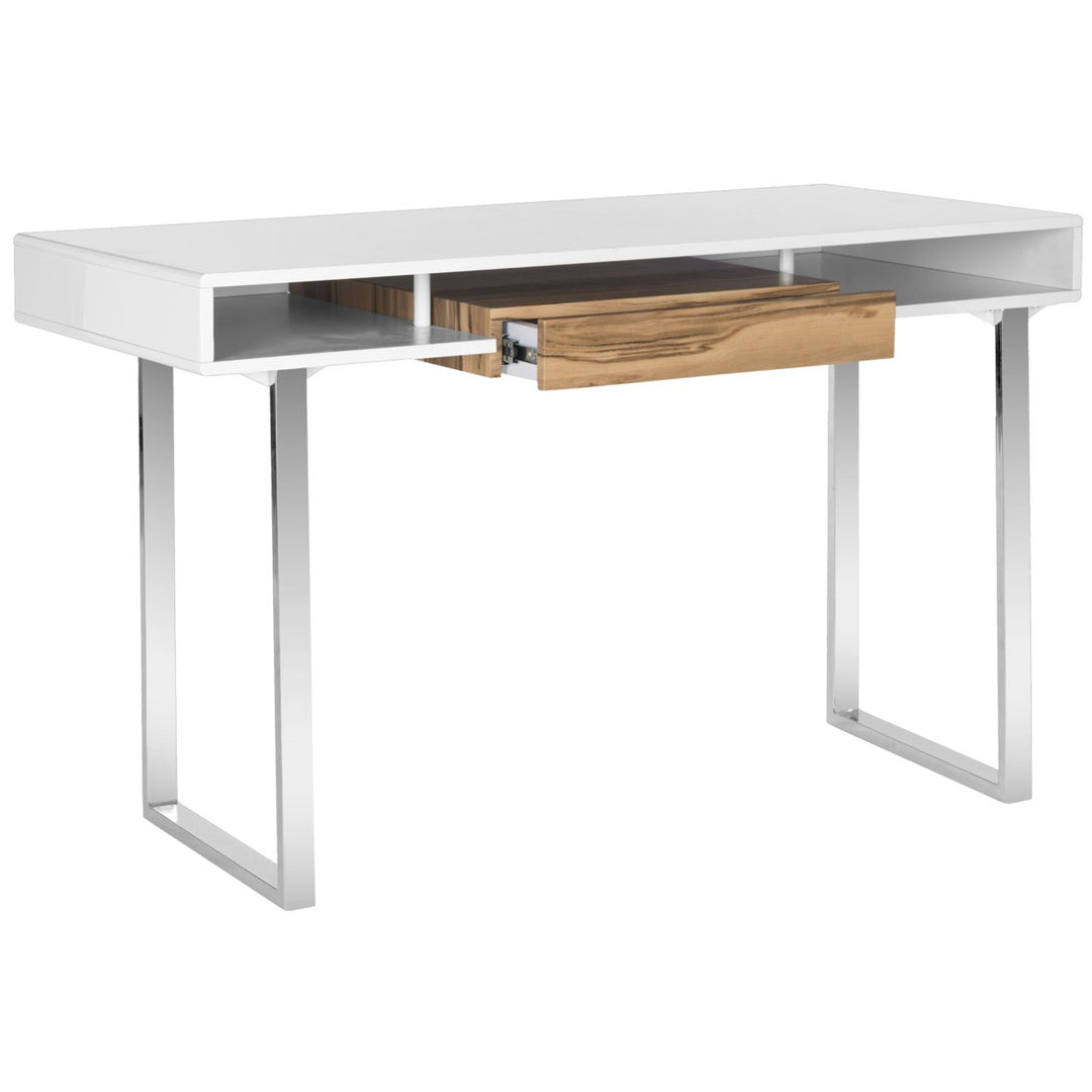 SAFAVIEH Metropolitan Computer Desk White / Chrome Image 7