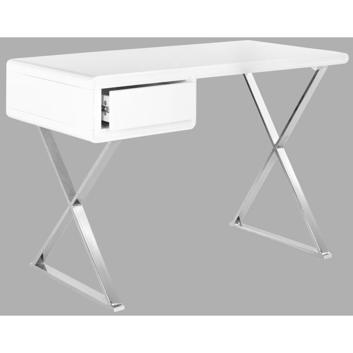 SAFAVIEH Hanover Desk White / Chrome Image 3