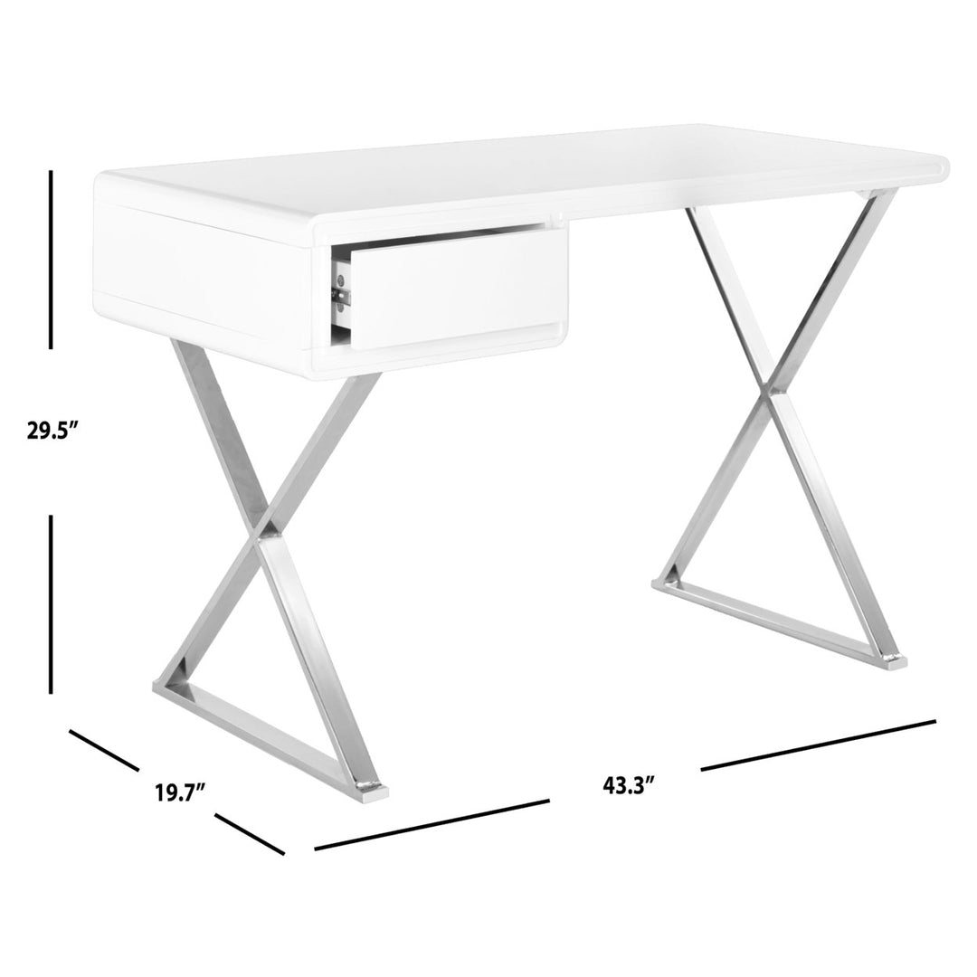 SAFAVIEH Hanover Desk White / Chrome Image 4