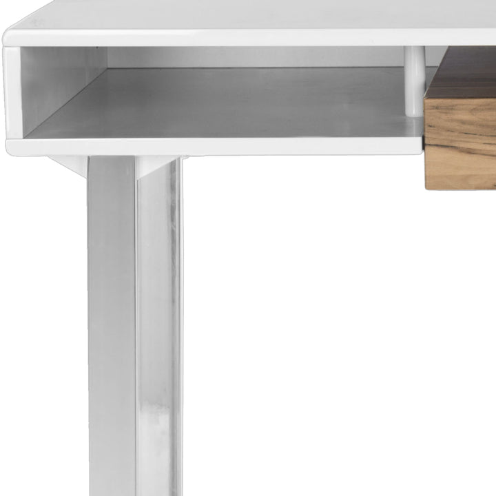 SAFAVIEH Metropolitan Computer Desk White / Chrome Image 9