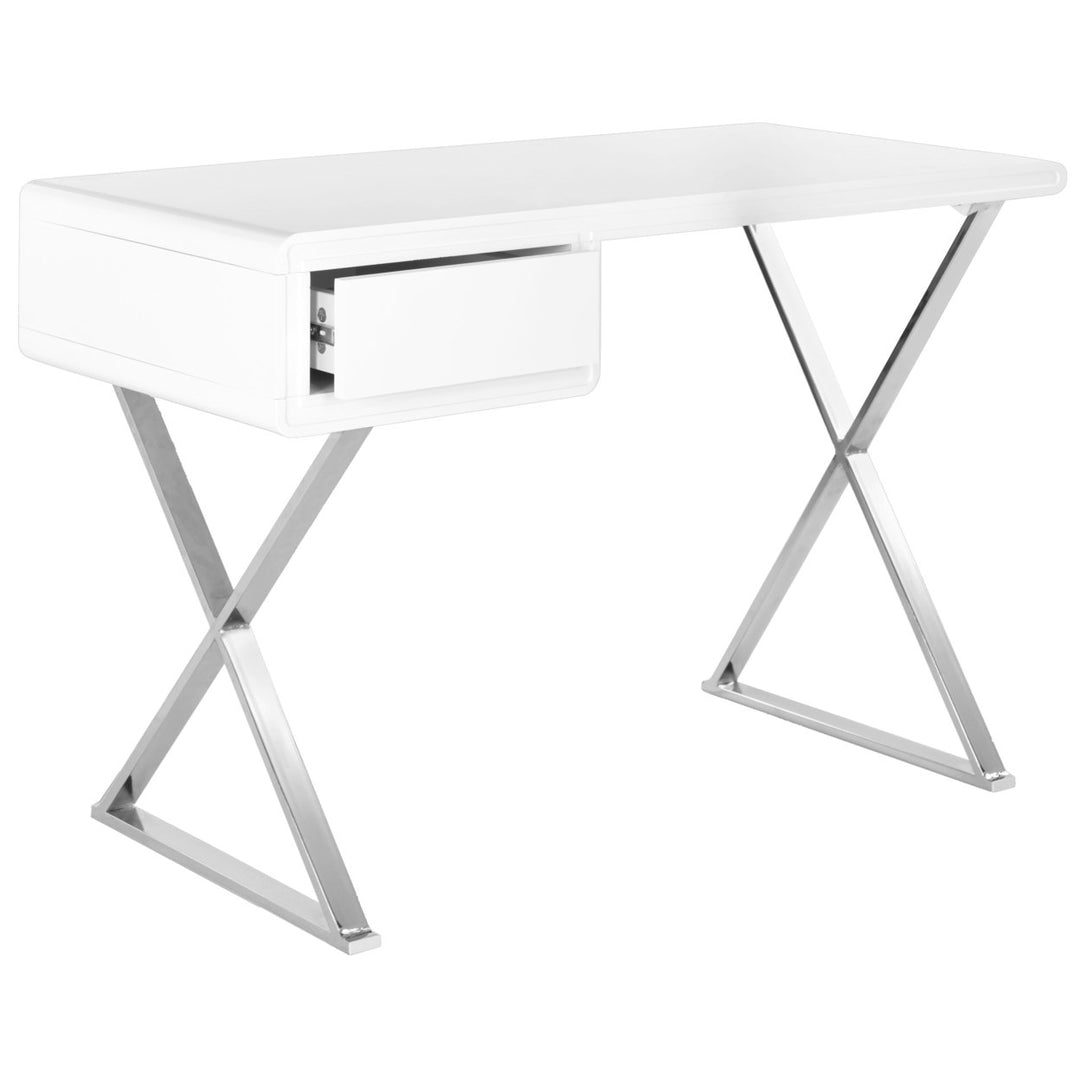 SAFAVIEH Hanover Desk White / Chrome Image 6