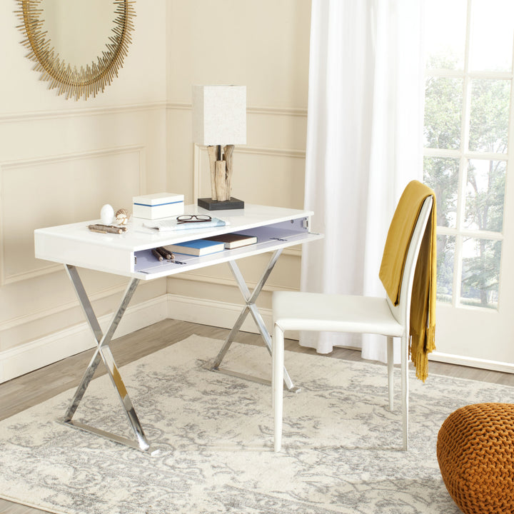 SAFAVIEH Gordon Desk White / Chrome Image 1