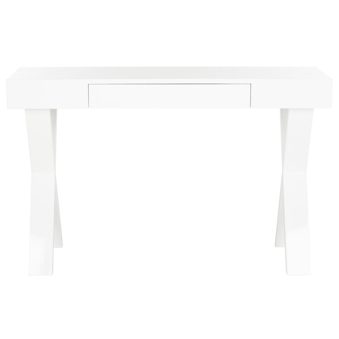 SAFAVIEH Alessia Mid-Century Lacquer One Drawer Vanity Desk White Image 2