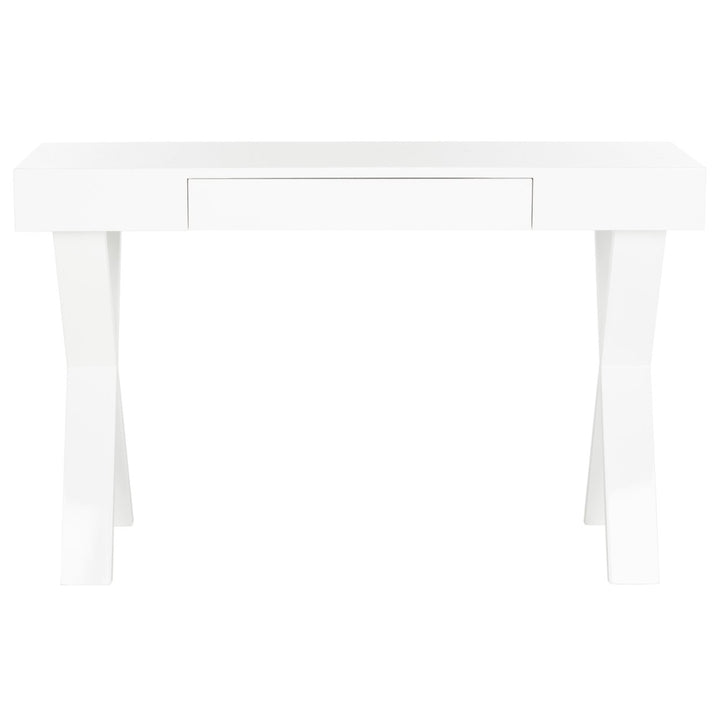 SAFAVIEH Alessia Mid-Century Lacquer One Drawer Vanity Desk White Image 2