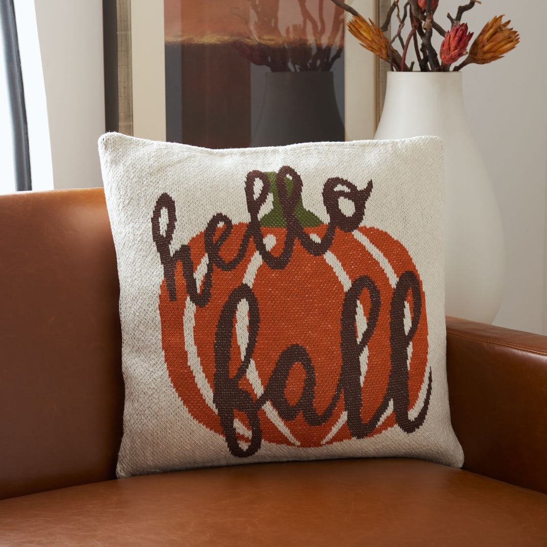 SAFAVIEH Hello Fall Pillow Beige / Orange Image 1