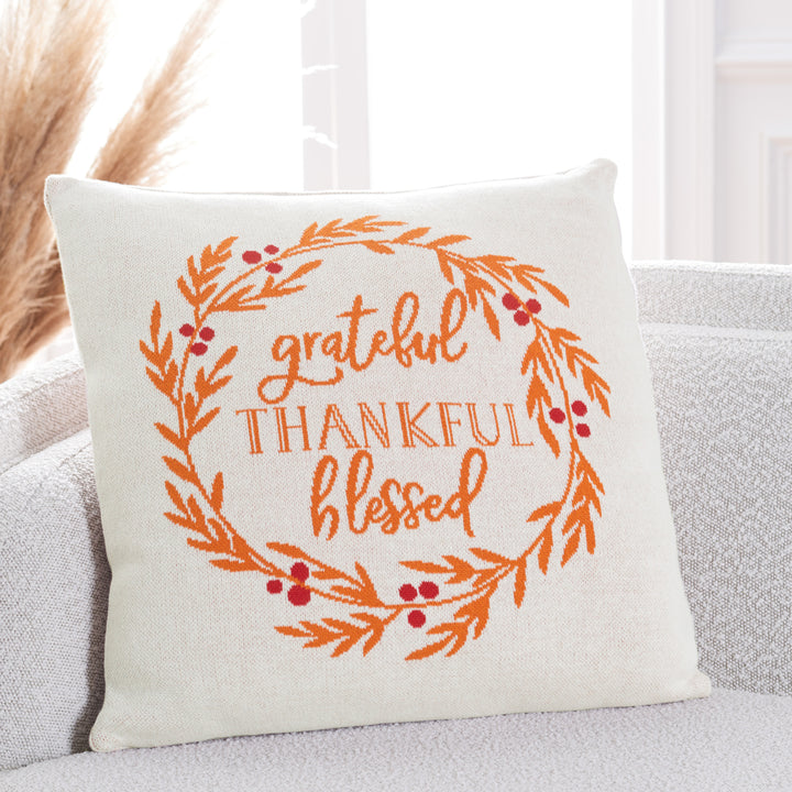 SAFAVIEH Grateful Blessed Pillow Orange Image 1