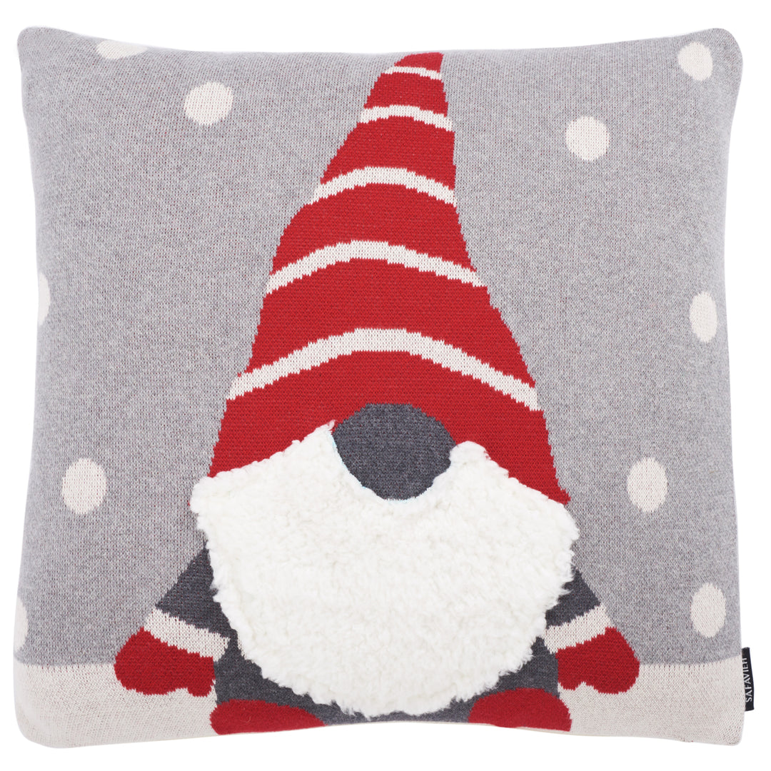 SAFAVIEH Peppermint Elves Pillow Grey / Red Image 2