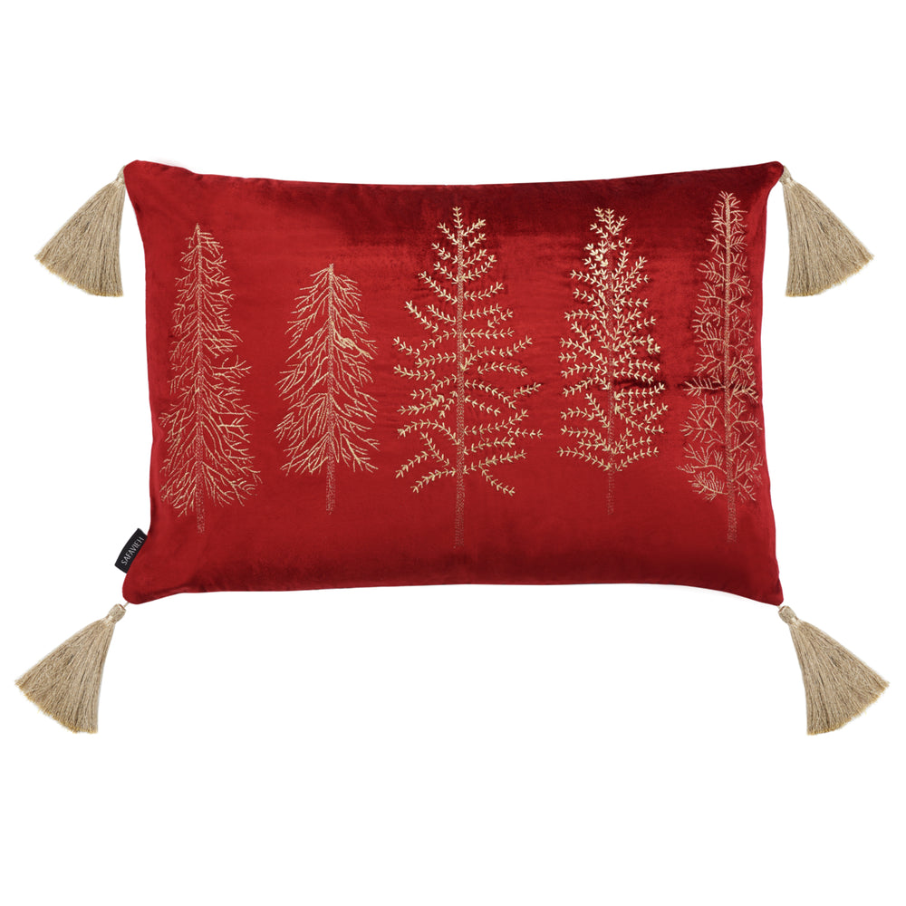 SAFAVIEH Holiday Tree Pillow Red / Gold Image 2