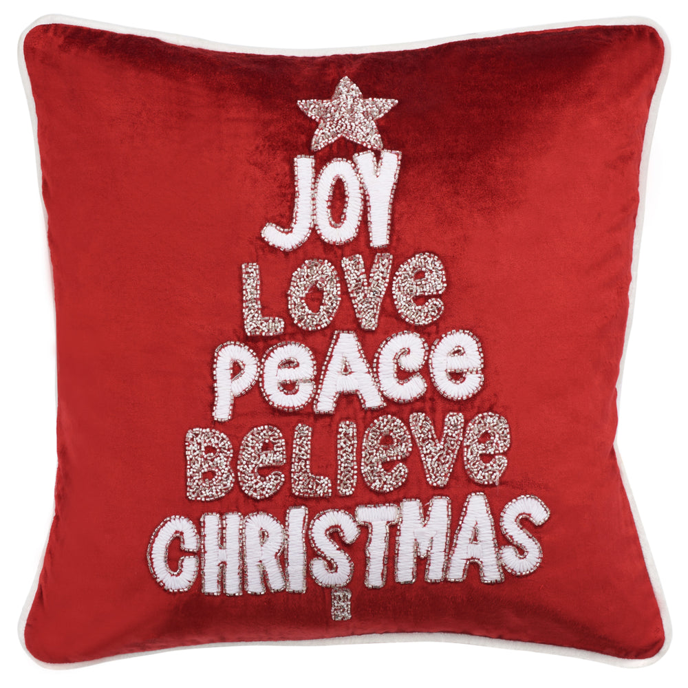 SAFAVIEH Peace And Joy Pillow Red / White Image 2