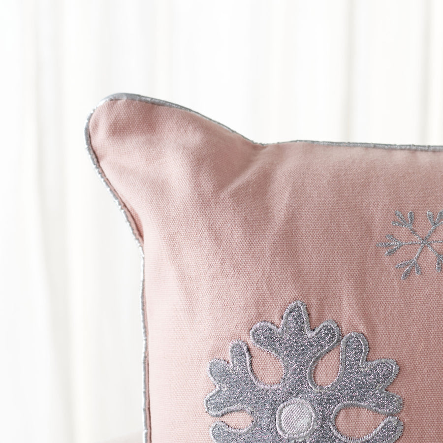 SAFAVIEH Sunderland Snowflake Pillow Silver / Pink Image 1