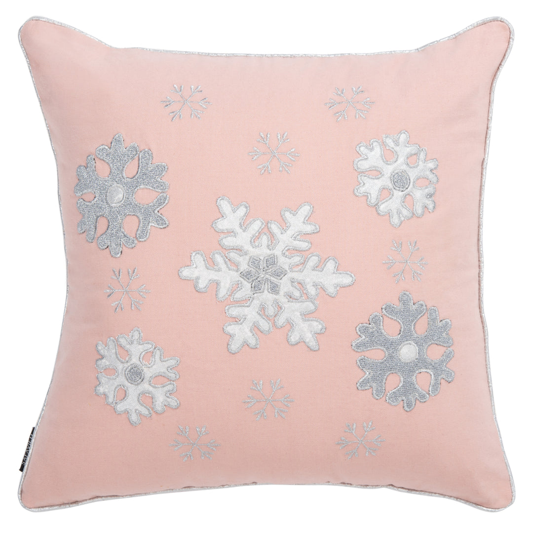 SAFAVIEH Sunderland Snowflake Pillow Silver / Pink Image 2